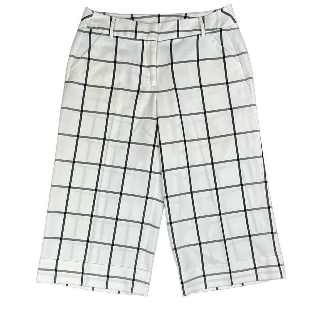 Lane Bryant Wide Leg Cuffed Cropped Plaid Pants 14